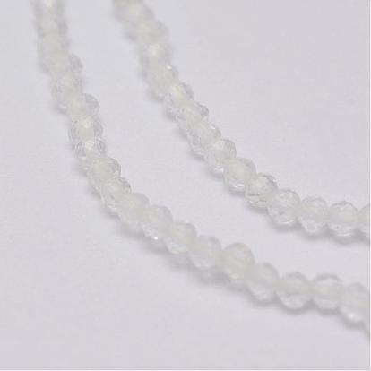 De perlas de cristal de cuarzo natural hebras, cuentas de cristal de roca, rondo, facetado (128 facetas)