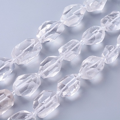 De perlas de cristal de cuarzo natural hebras, cristal de roca, facetados, polígono