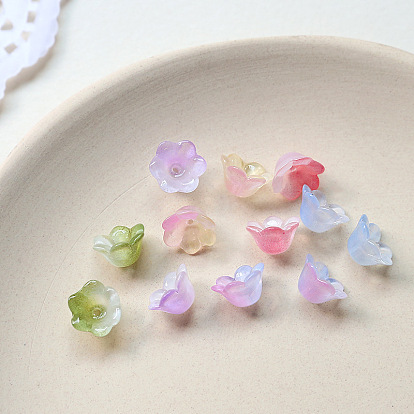 Handmade Lampwork Beads Cap, 6-Petal, Flower