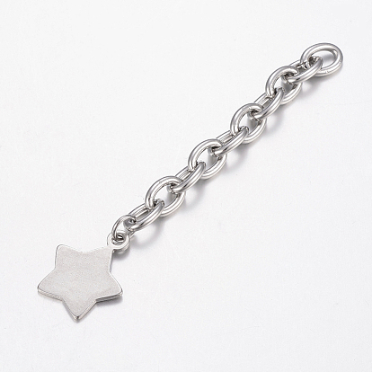 201 Stainless Steel Chain Extender, with Star Charms