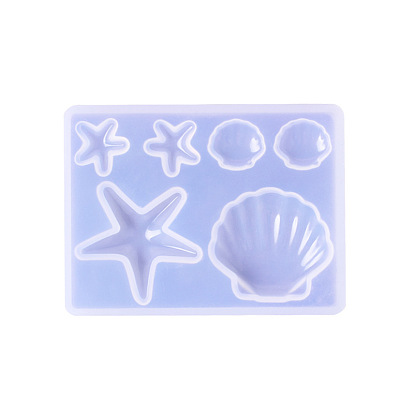 Moules en silicone de qualité alimentaire en forme de coquille/étoile de mer, bricolage, moules de résine, pour la fabrication artisanale de résine uv et de résine époxy