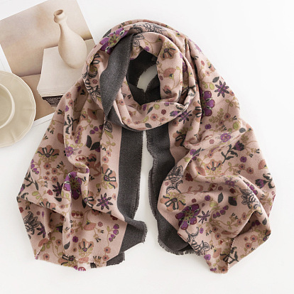 Теплый шарф из полиэстера, зимний шарф, шарф с кисточками и цветочным узором/пейсли