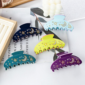 PVC Claw Hair Clips for Women, with Rhinestone, Moon & Star
