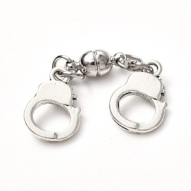 Round Brass Magnetic Clasps with Loops, with Tibetan Style Charms & 304 Stainless Steel Jump Rings, Handcuff