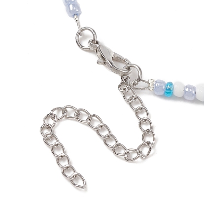 3 pcs 3 ensemble de colliers de perles de rocaille en verre de couleur, bijoux en alliage de zinc