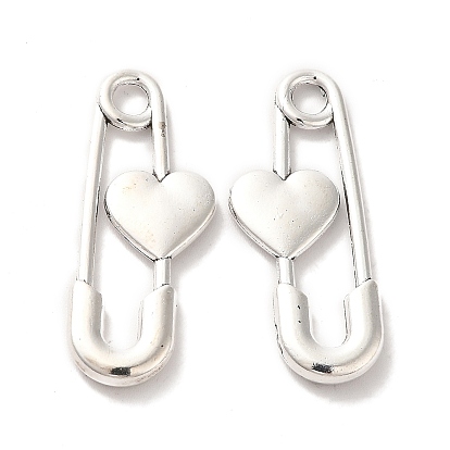Tibetan Style Alloy Pendants, Paper Clip with Heart Charm