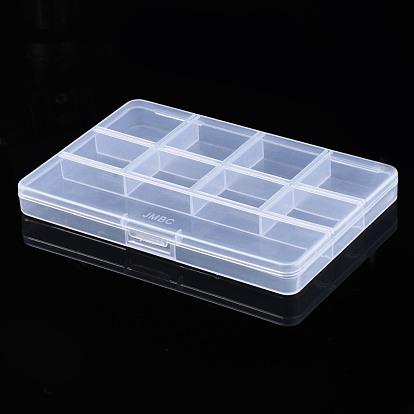 Rectangle Polypropylene(PP) Bead Storage Containers, with Hinged Lid and 9 Grids, for Jewelry Small Accessories