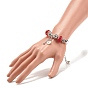 Alloy Heart Padlock and Skeleton Key Charm European Bracelet with Snake Chains, Plastic & Acrylic Beaded Bracelet for Women