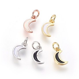 Enamel Brass Charms, with Jump Ring, Moon
