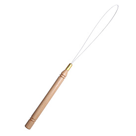 Петля для наращивания волос с железным нитевдевателем, инструмент для вытягивания крюка с деревянной ручкой, инструмент для устройства бисера, для наращивания волос или перьев