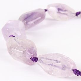 Natural Amethyst Gemstone Bead Strands, Nuggets, 22~38x15~30x8~20mm, Hole: 2mm, about 10~17pcs/strand, 16.54 inch