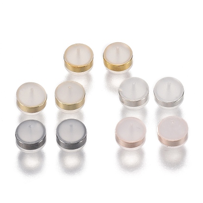 Brass Rings Silicone Ear Nuts, Frosted, Earring Backs
