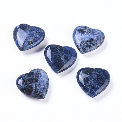 Piedra natural del amor del corazón de sodalita, piedra de palma de bolsillo para el equilibrio de reiki