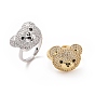 Cubic Zirconia Bear Open Cuff Rings, Alloy Jewelry for Women