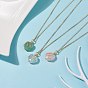 Gemstone Heart Pendant Necklaces, 304 Stainless Steel Wire Wrap Jewelry for Women, Golden