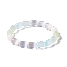 Bracelet extensible en perles de sélénite naturelle pour femme