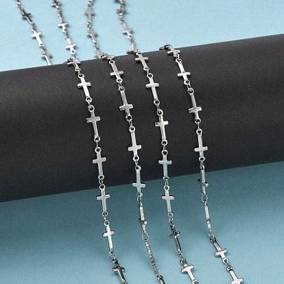 304 cadenas de eslabones de acero inoxidable, cadenas decorativas, soldada, con conector cruz, 5 mm