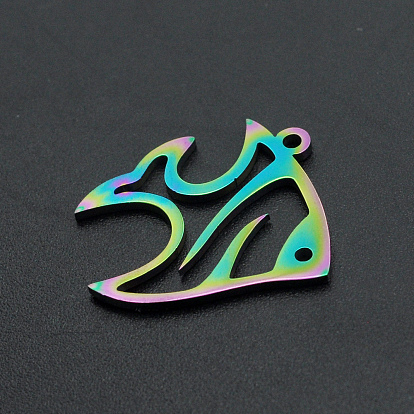 Ion Plating(IP) 201 Stainless Steel Pendants, Laser Cut, Tropical Fish