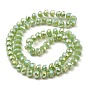 AB Color Plate Glass Beads Strands, Imitation Jade, Faceted Half Round