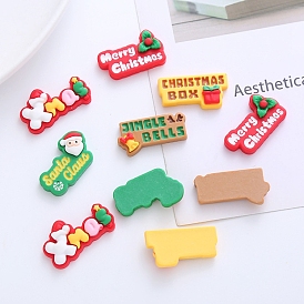 Christmas Themed Resin Cabochons, Word, Mixed Shapes