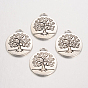 Tibetan Style Alloy Enamel Pendants Setting, Cadmium Free & Lead Free, Flat Round with Tree of Life, 27x23.5x2.5mm, Hole: 4mm, about 190pcs/1000g