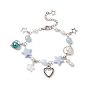 Bracelet à breloques coeur et étoile en alliage avec perle d'imitation en plastique abs pour femme