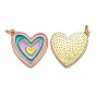 Brass Enamel Pendants, Long-Lasting Plated, Real 18K Gold Plated, with Jump Ring, Heart