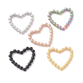 304 Stainless Steel Linking Rings, Imitation Round Beaded Heart