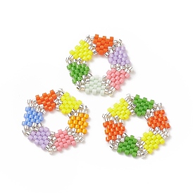 3pcs 3 couleurs perles de rocaille japonaises faites à la main, Motif métier, hexagone