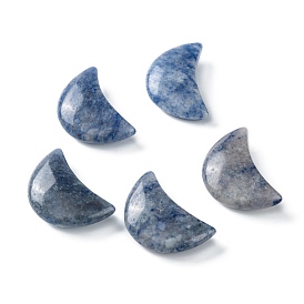 Perles d'aventurine bleues naturelles, pas de trous / non percés, pour création de fil enroulé pendentif , lune