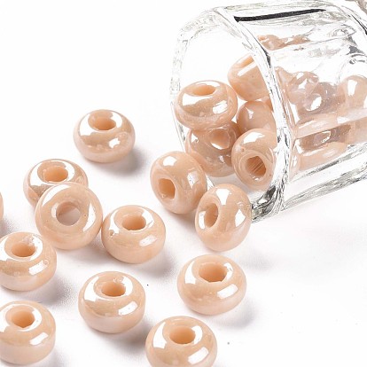 Perles rondes en verre lustre couleurs opaques, trou rond