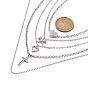 5 pcs 5 style coeur & bowknot & croix ensemble de colliers pendentif zircone cubique clair, 304 câble en acier inoxydable et chaînes à billes colliers empilables pour femmes