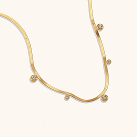 Collier chaîne serpent ronde irrégulière en zircone, bijoux en acier inoxydable à la mode et polyvalents pour femmes