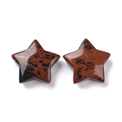 Perles d'obsidienne naturelles en acajou, sans trou, étoiles