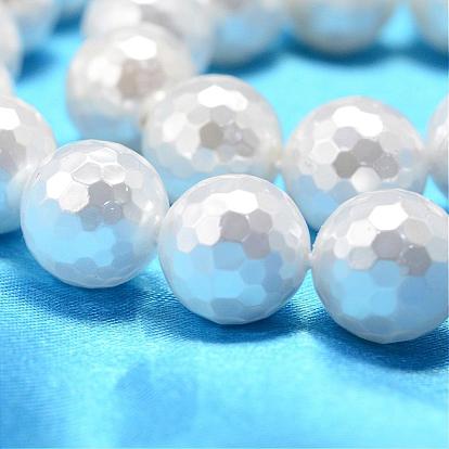 Facettes rondes rangées de perles coquille de nacre