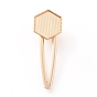 Zinc Alloy Alligator Hair Clip Findings, Cabochon Settings, For DIY Epoxy Resin, DIY Hair Accessories Making, Hexagon