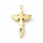 Vacuum Plating 201 Stainless Steel Pendants, with Rhinestone, Real 18K Gold Plated, Sword with Wing Charms