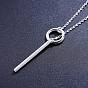 SHEGRACE Stylish 925 Sterling Silver Ring and Bar Pendant Lariat Necklace, 27.5 inch, Linking Ring: 1.5x0.25mm
