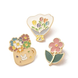 Flower Alloy Enamel Brooch, Bouquet Enamel Pins, for Backpack Clothes