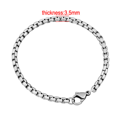 304 Stainless Steel Venetian Chain Bracelets, with Lobster Claw Clasps