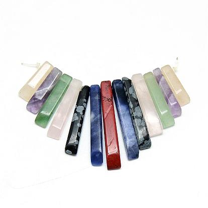 Natural & Synthetic Mixed Stone Bead Strands, Graduated Fan Pendants, Focal Beads, Rectangle