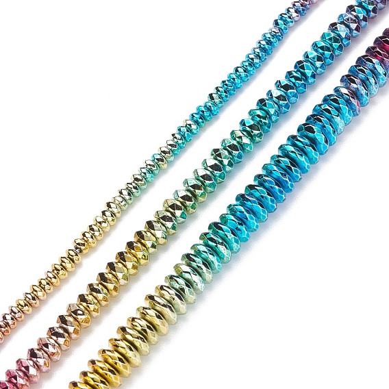 Hematita sintética no magnética de electrochapa de color arcoíris hebras hebras, facetados, Rondana plana