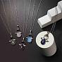 5Pcs 5 Style Natural & Synthetic Mixed Gemstone Angel Pendant Necklaces Set with 304 Stainless Steel Chains for Women