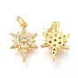 Brass Micro Pave Clear Cubic Zirconia Charms, with Jump Rings, Star