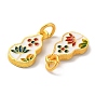 Rack Plating Alloy Enamel Pendants, with Jump Ring, Cadmium Free & Lead Free, Gourd, Matte Gold Color