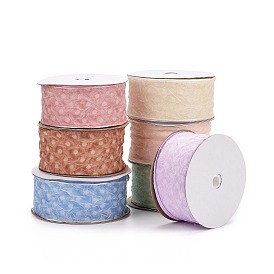 20 Yards Polyester Mesh Ribbon, Pleated Polka Dot Ribbon for Wedding, Gift, Party Decoration