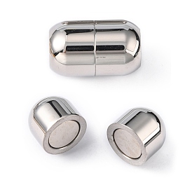 Lisses 304 fermoirs magnétiques en acier inoxydable avec extrémités à coller, ovale, 16x10mm, Trou: 6mm