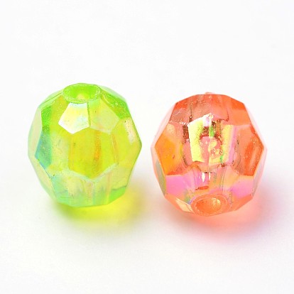 Perles acryliques transparentes écologiques, facette, ronde, couleur ab 