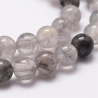 Nuageux naturelle perles de quartz brins, ronde