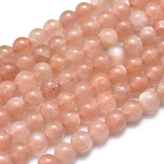 Sunstone naturelle perles brins, ronde